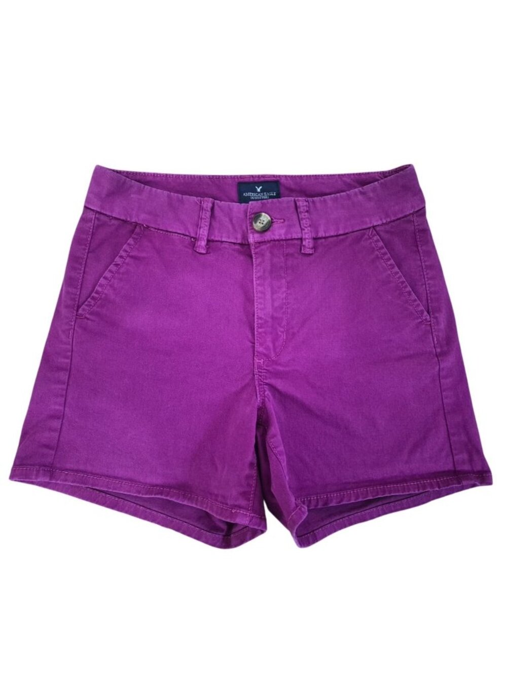 American Eagle High Rise Stretch Shortie Shorts Size 4 Purple Cotton Blend